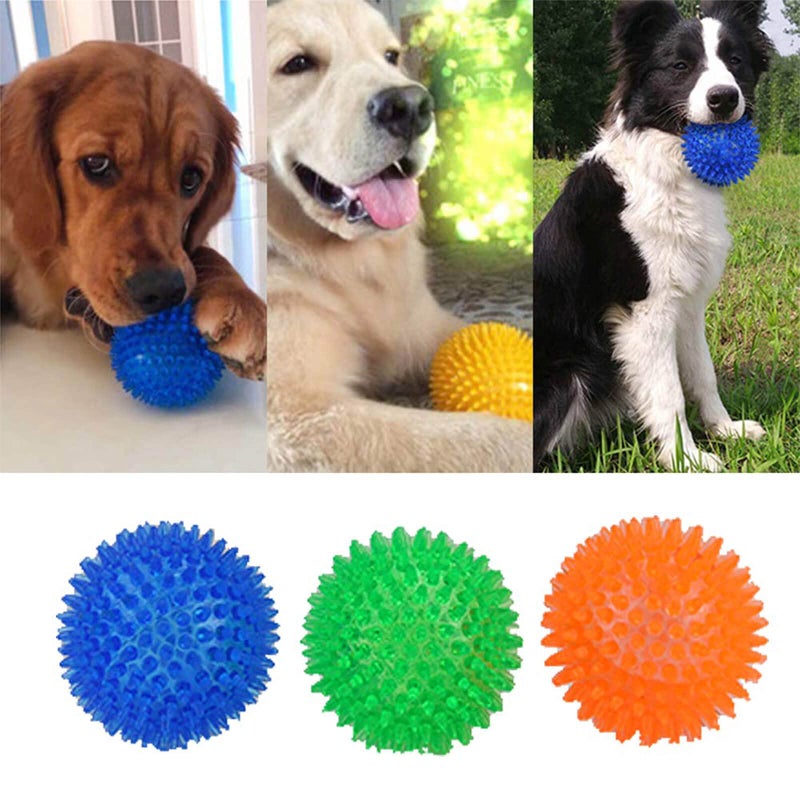 Orgrimmar 3 PCS Pet Squeaky Chewing Balls Dog Soft Stab Cleaning Teeth Toys Balls with High Bounce for Small Medium Large Pet Dog Cat Toys(Small,2.55in) - Image 3
